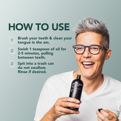 Brilliant Black® Oil Pulling – Charcoal Ayurvedic Mouthwash for Teeth Whitening & Fresh Breath, 6.75 oz